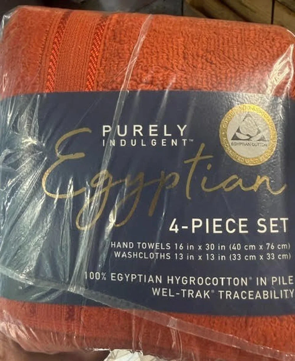 Purely Indulgent Egyptian Cotton 6pc Towel Set Bath Hand Washcloth Burnt Orange